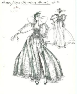 Drawing of Formal Dress for Spring/Summer 1984 Harrods Vogue Glyndebourne Promotion