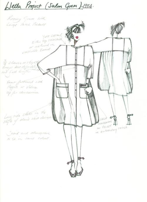 Drawing of Salon Gown for 1984 Wella Project