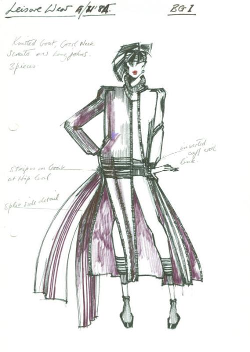 Drawing of Coat, Jumper and Longjohns for Autumn/Winter 1984 Leisurewear Collection