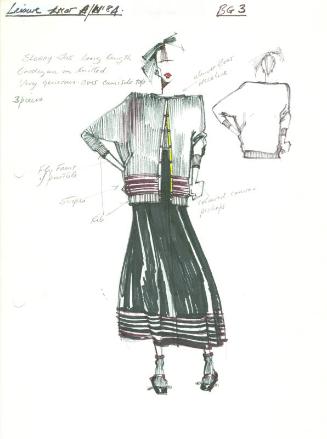 Drawing of Cardigan, Top and Skirt for Autumn/Winter 1984 Leisurewear Collection