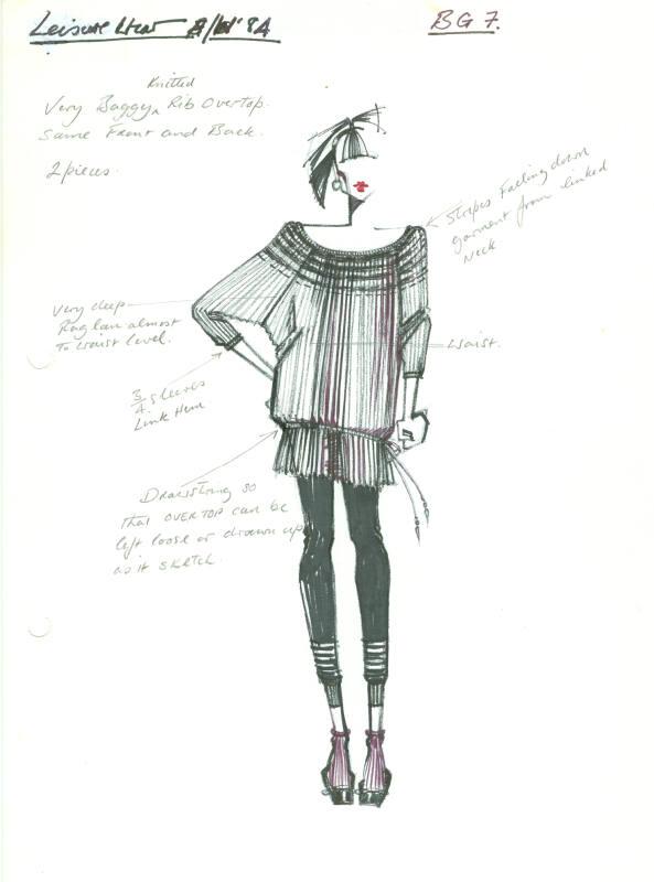 Drawing of Overtop and Trousers for Autumn/Winter 1984 Leisurewear Collection