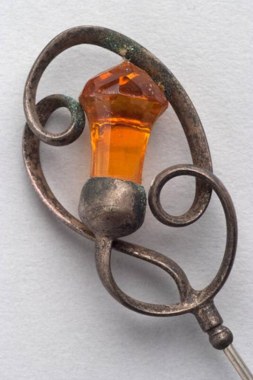 Decorative Hatpin with Art Nouveau Amber Thistle