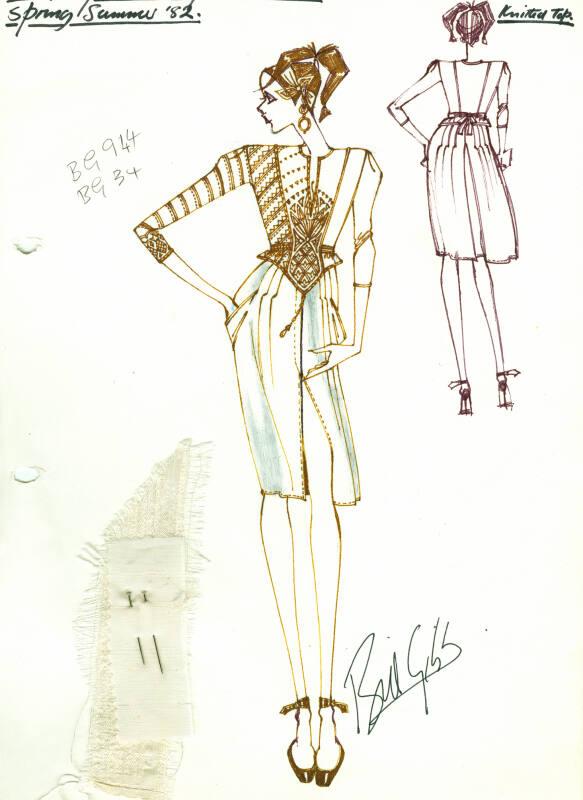 Drawing of Knitted Top and Skirt for Spring/Summer Collection