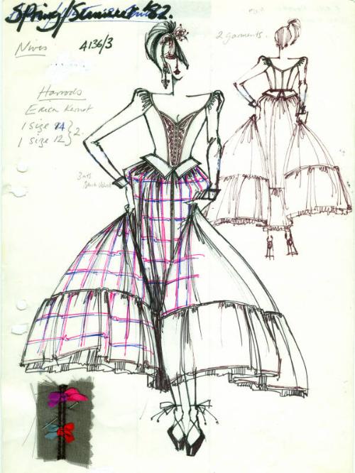 Drawing of Evening Blouse and Skirt for Spring/Summer Collection