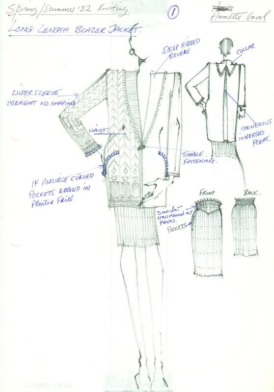 Drawing of Blazer and Skirt for Spring/Summer Knitwear Collection