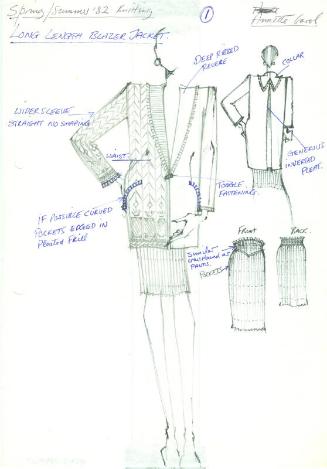 Drawing of Blazer and Skirt for Spring/Summer Knitwear Collection