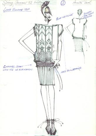 Drawing of Blouson Top and Skirt for Spring/Summer Knitwear Collection