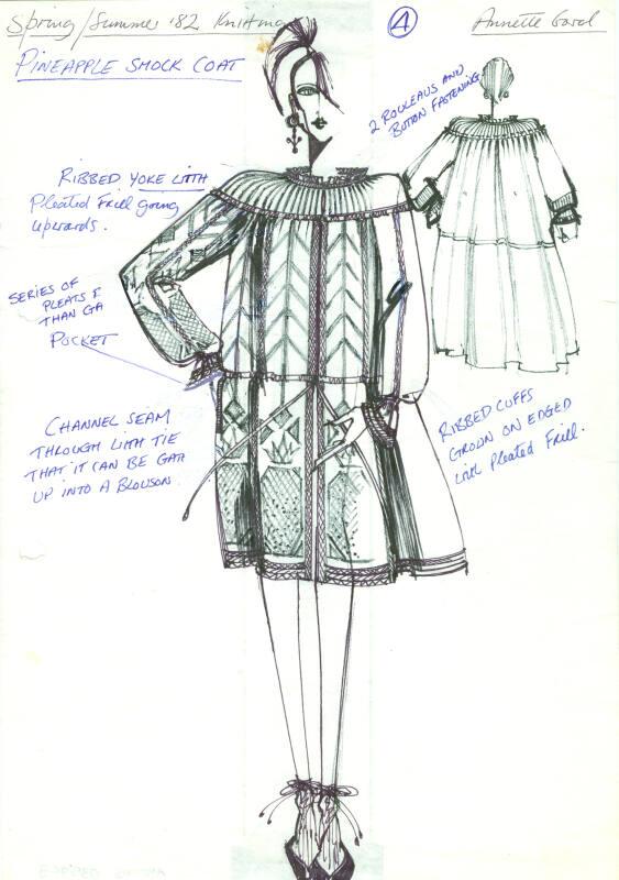 Drawing of Pineapplie Smock Coat for Spring/Summer Knitwear Collection