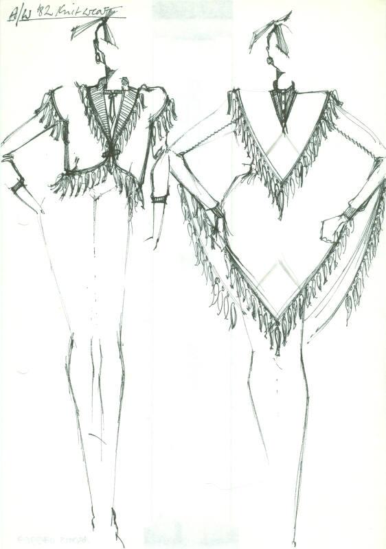 Drawing of Waistcoat and Poncho for Autumn/Winter Knitwear Collection
