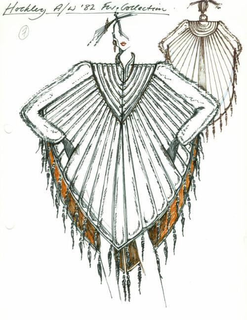 Drawing of Fur Coat Poncho for Autumn/Winter Fur Collection