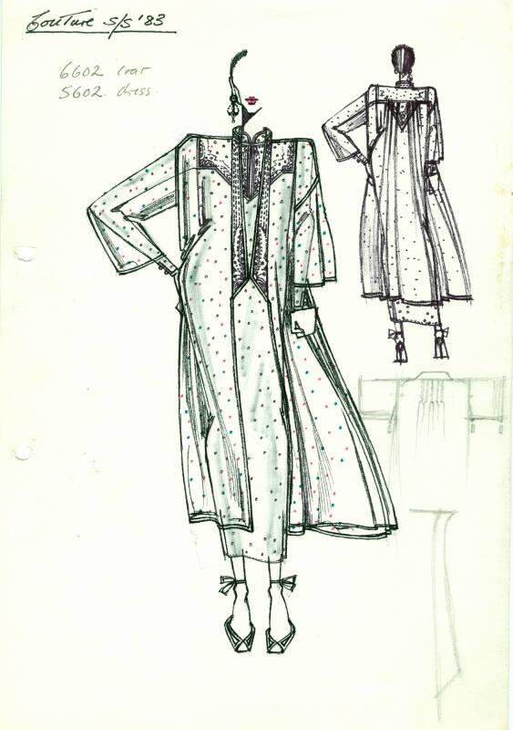 Drawing of Coat and Dress for Spring/Summer 1983 Couture Collection