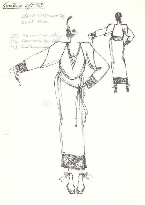 Drawing of Skirt and Top for Spring/Summer 1983 Couture Collection