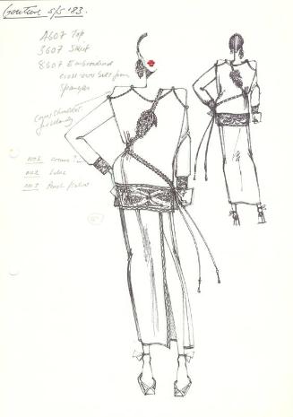 Drawing of Skirt and Top for Spring/Summer 1983 Couture Collection
