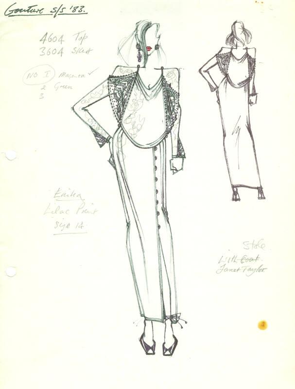 Drawing of Skirt and Top for Spring/Summer 1983 Couture Collection