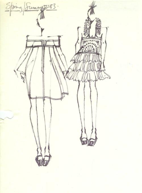 Drawing of Dresses for Spring/Summer 1983 Collection