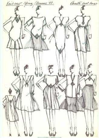 Multidrawing of Dresses for Spring/Summer 1983 Knitwear Collection