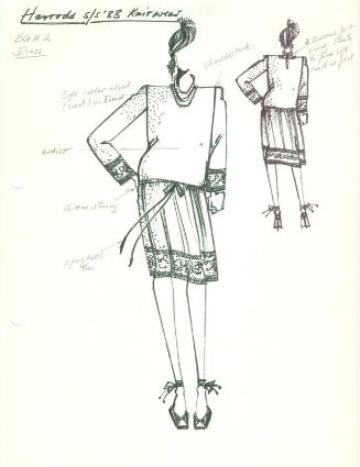 Drawing of Dress for Spring/Summer 1983 Harrods Knitwear Collection
