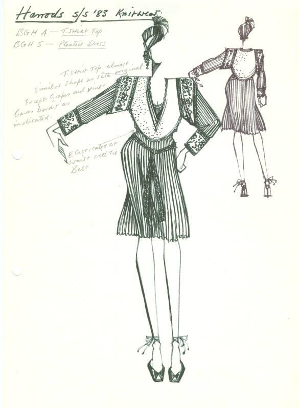 Drawing of Dress for Spring/Summer 1983 Harrods Knitwear Collection