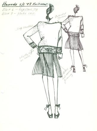 Drawing of Top and Skirt for Harrods Spring/Summer 1983 Knitwear Collection