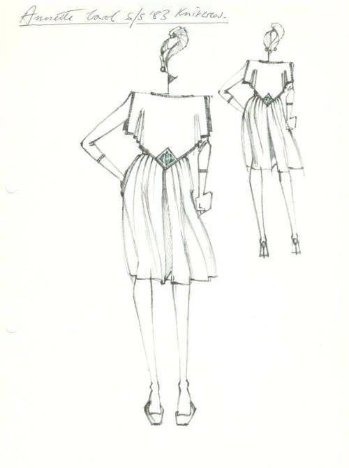 Drawing of Dress for Annette Carol Spring/Summer 1983 Knitwear Collection