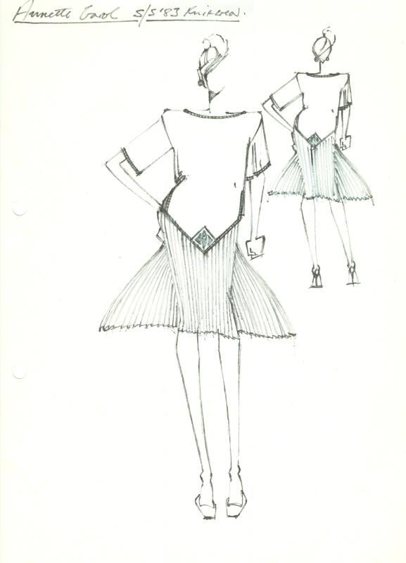 Drawing of Dress for Annette Carol Spring/Summer 1983 Knitwear Collection