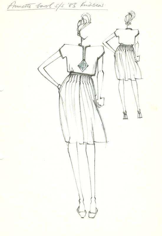 Drawing of Dress for Annette Carol Spring/Summer 1983 Knitwear Collection