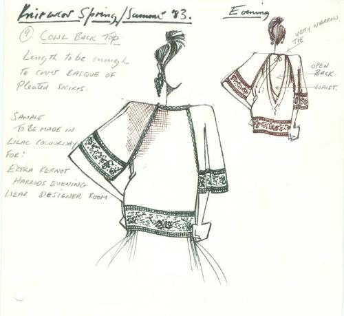 Drawing of Evening Top for Spring/Summer 1983 Knitwear Collection