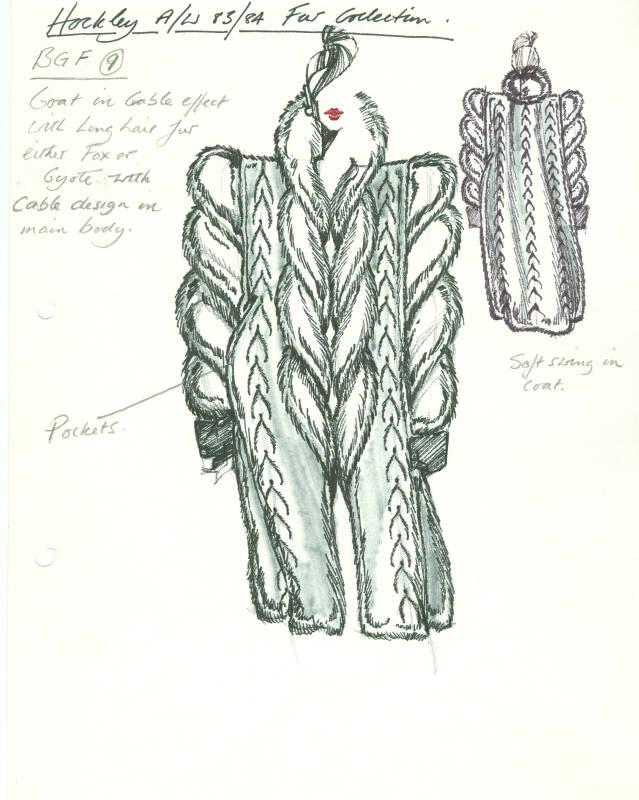 Drawing of Fur Coat for Hockley Autumn/Winter 1983/84 Fur Collection