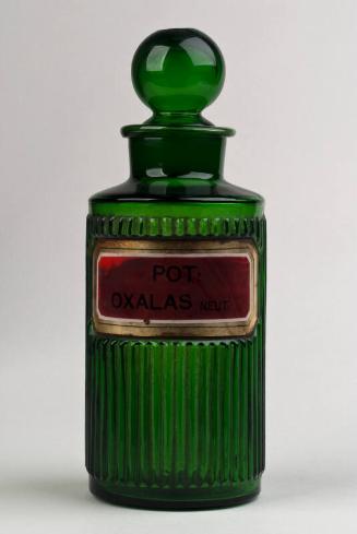 Green Glass Recessed Label Poison Shop Round POT: OXALAS NEUT: