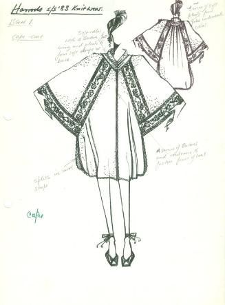 Drawing of Coat for Harrods Spring/Summer 1983 Knitwear Collection