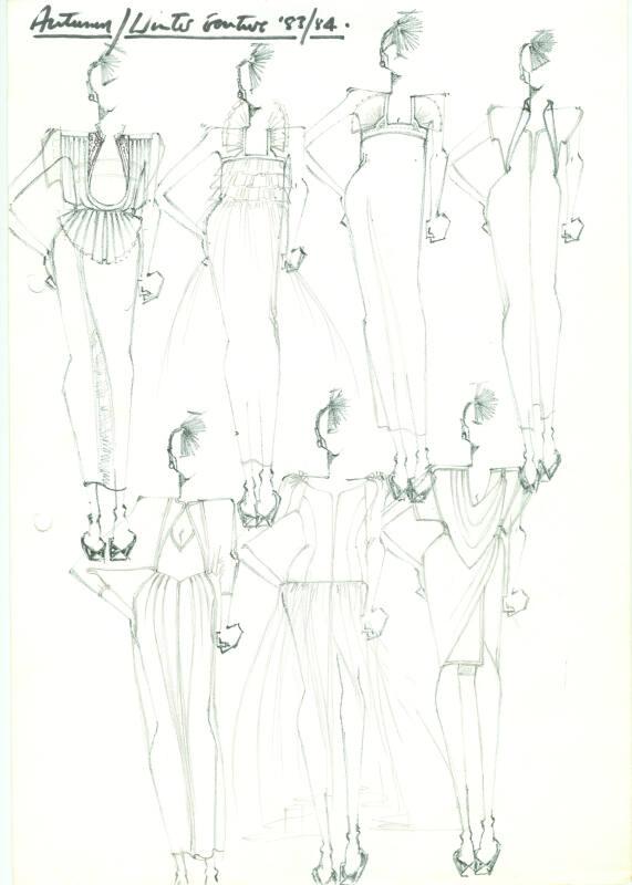 Multidrawing of Dresses for Autumn/Winter 1983/84 Couture Collection