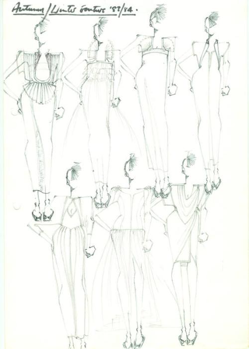 Multidrawing of Dresses for Autumn/Winter 1983/84 Couture Collection