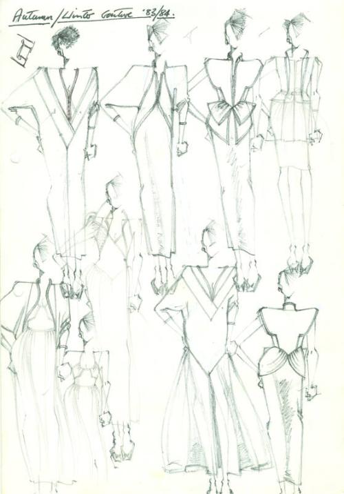 Drawing of for Autumn/Winter 1983/84 Couture Collection