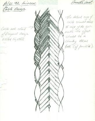 Drawing of Cable Knit Design for Autumn/Winter Knitwear Collection