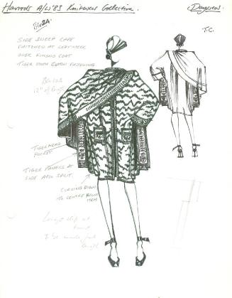 Drawing of Coat and Cape for Harrods Autumn/Winter 1983 Knitwear Collection