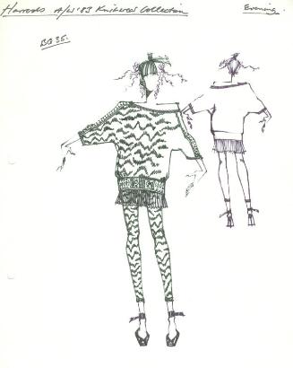 Drawing of Jumper and Leggings for Harrods Autumn/Winter 1983 Knitwear Collection