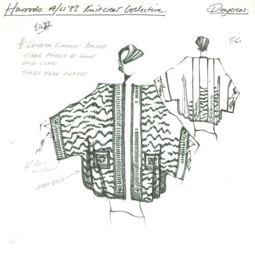 Drawing of Jacket for Harrods Autumn/Winter 1983 Knitwear Collection