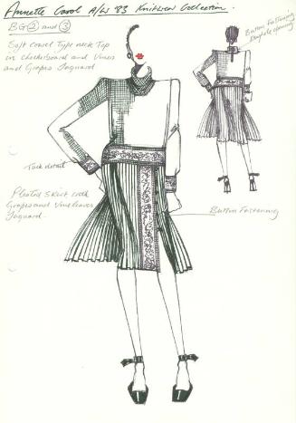 Drawing of Top and Skirt for Annette Carol Autumn/Winter 1983 Knitwear Collection