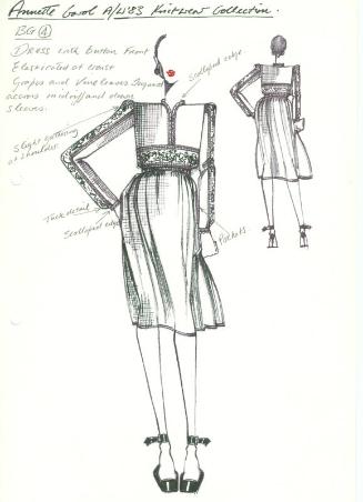 Drawing of Dress for Annette Carol Autumn/Winter 1983 Knitwear Collection