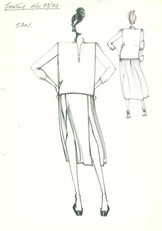 Drawing of Dress for the Autumn/Winter 1983 Couture Collection