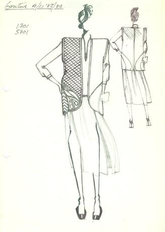 Drawing of Dress and Jacket for the Autumn/Winter 1983 Couture Collection