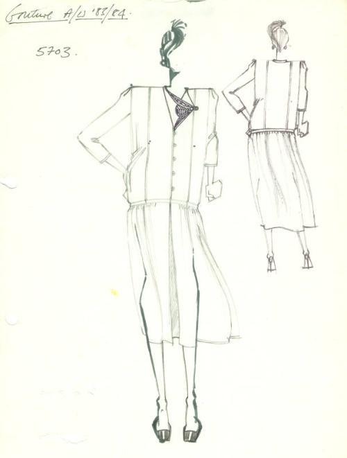 Drawing of Dress for the Autumn/Winter 1983 Couture Collection