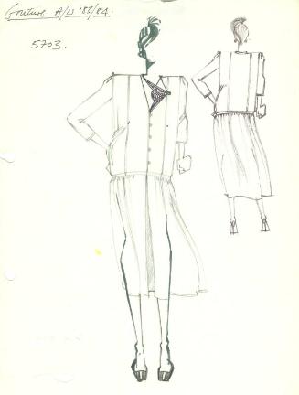 Drawing of Dress for the Autumn/Winter 1983 Couture Collection