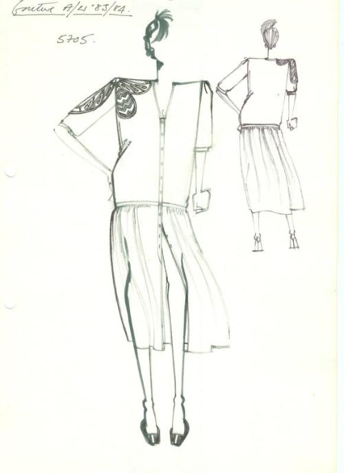 Drawing of Dress for the Autumn/Winter 1983 Couture Collection