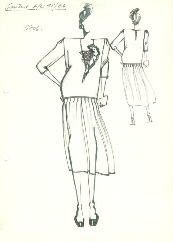 Drawing of Dress for the Autumn/Winter 1983 Couture Collection