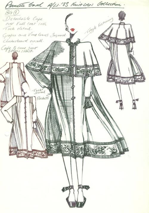 Drawing of Coat for Annette Carol Autumn/Winter 1983 Knitwear Collection