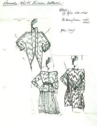 Multidrawing of Dresses, Tops and Skirts for Harrods Autumn/Winter 1983 Knitwear Collection