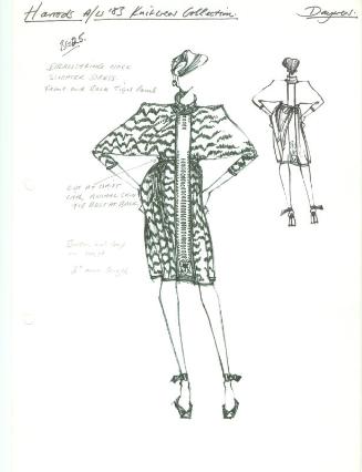 Drawing of Dress for Harrods Autumn/Winter 1983 Daywear Knits Collection