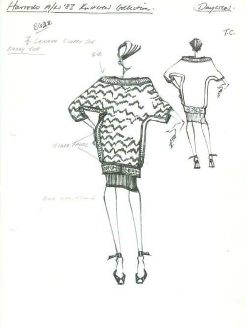 Drawing of Jumper for Harrods Autumn/Winter 1983 Daywear Knits Collection