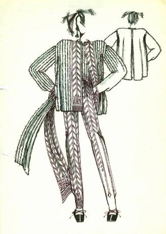 Drawing of Jacket, Jumper and Trousers for the Spring/Summer Knitwear Collection